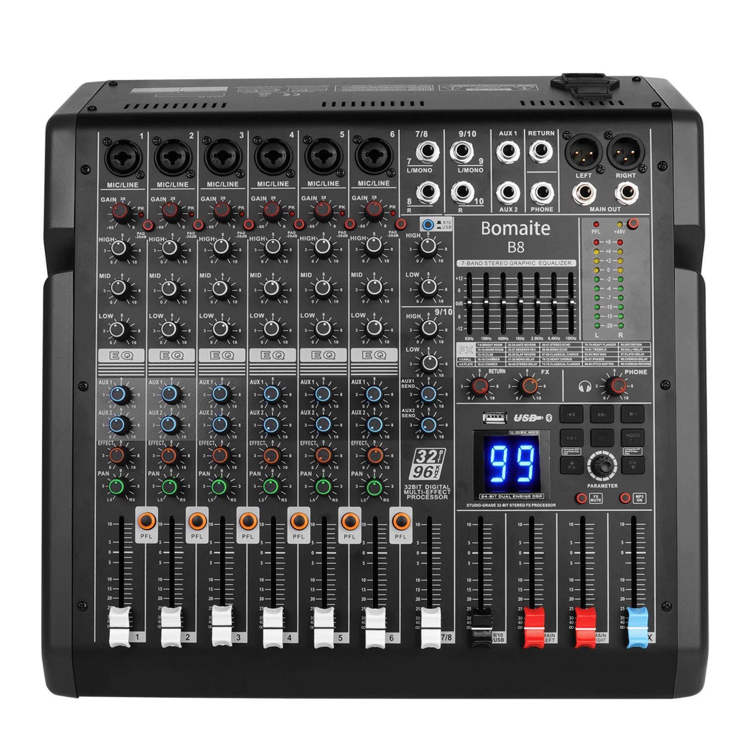 Bomaite B8 Professional Audio Mixer Sound Board Console Desk